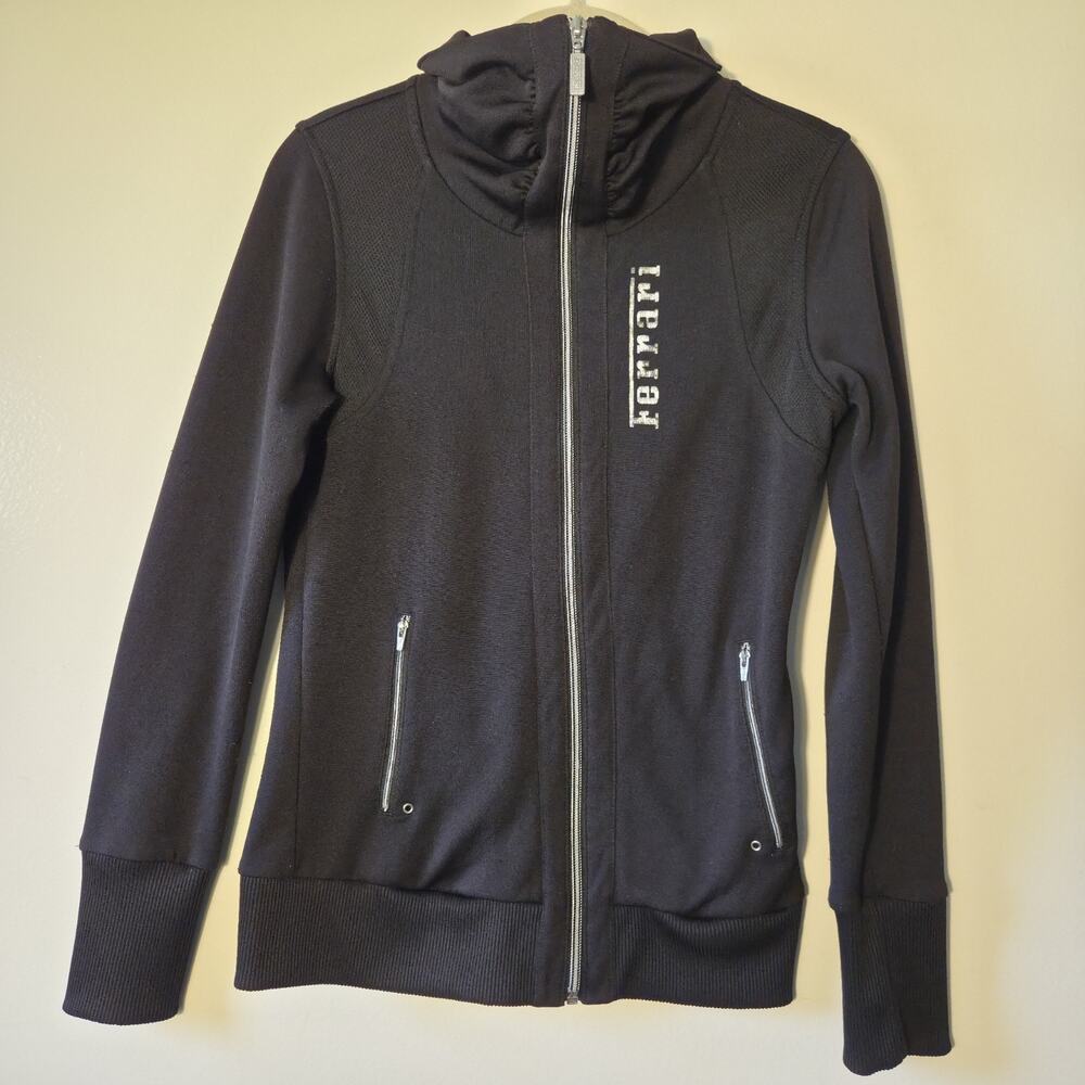 Puma Scuderia Ferrari Womens XS Black Track Jacket Full Zip Funnel Neck